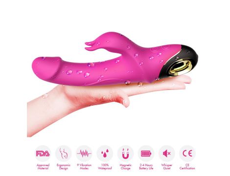 Wibrator króliczek silikonowy B-Series Joy Meteor różowy USB 23 cm - 6