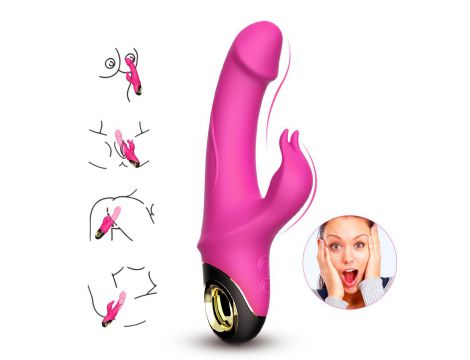 Wibrator króliczek silikonowy B-Series Joy Meteor różowy USB 23 cm - 3