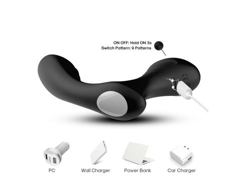 Masażer prostaty ergonomiczny silikonowy B Series Joy Storm czarny USB - 4