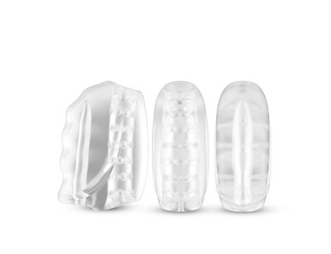 Męski wibrujący masturbator teksturowany Master transparentny USB - 8