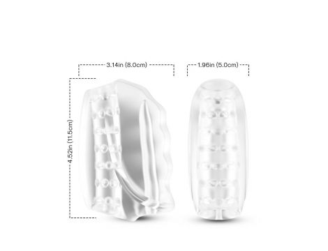 Męski wibrujący masturbator teksturowany Master transparentny USB - 9