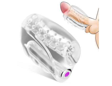Męski wibrujący masturbator teksturowany Master transparentny USB - 2
