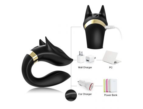 Stymulator łechtaczki Fox silikonowy czarny USB wodoodporny - 4