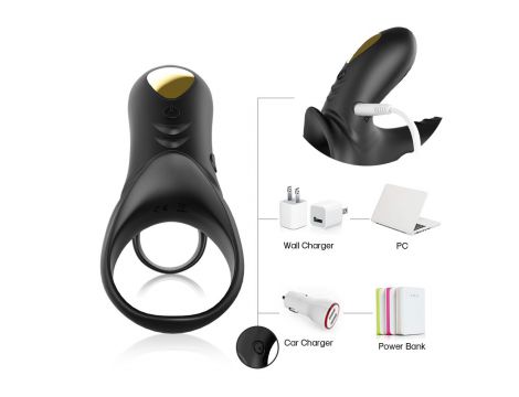 Podwójny pierścień erekcyjny wibrujący Ranger czarny USB - 6