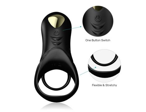 Podwójny pierścień erekcyjny wibrujący Ranger czarny USB - 3