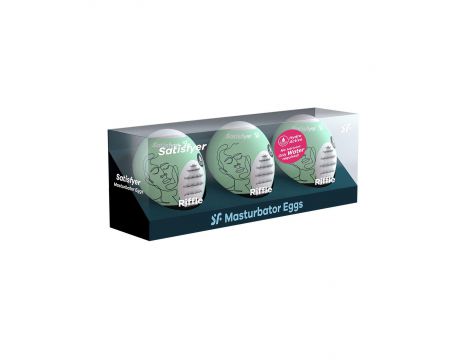 Jajka masturbacyjne Satisfyer Riffle zestaw 3 jasnozielony biały 7 cm - 2