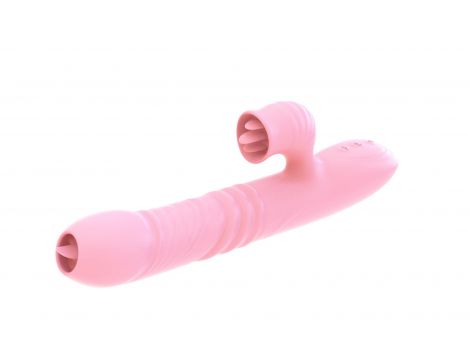 Wibrator silikonowy Lyla z ruchomym języczkiem różowy USB