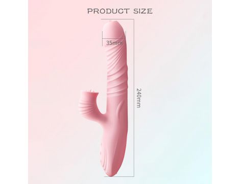 Wibrator silikonowy Lyla z ruchomym języczkiem różowy USB - 19