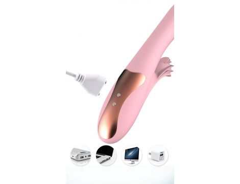 Wibrator silikonowy Lyla podgrzewany z językami różowy USB - 3