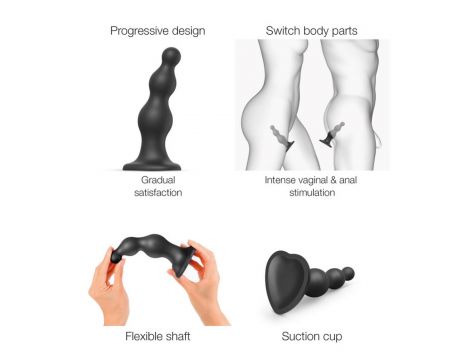 Dildo silikonowe z koralikami Strap-on-me czarne S - 4