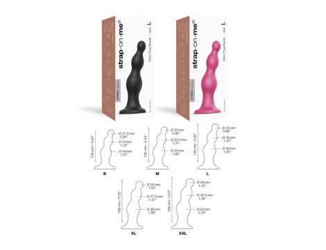 Dildo silikonowe z koralikami Strap-on-me czarne S - 5