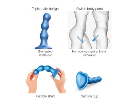 Dildo analne z kulkami silikonowe Strap On Me metaliczny niebieski S - 3