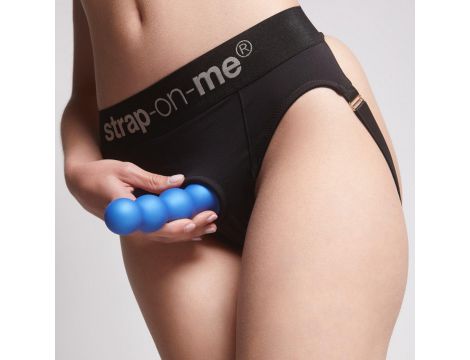 Dildo analne z kulkami silikonowe Strap On Me metaliczny niebieski S - 6