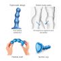 Dildo analne z kulkami silikonowe Strap On Me metaliczny niebieski S - 4