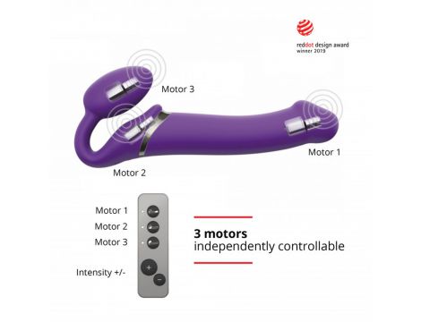 Wibrujący strap-on Strap-on-me L fioletowy USB silikonowy - 4