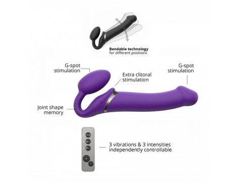 Wibrujący strap-on Strap-on-me L fioletowy USB silikonowy - 5