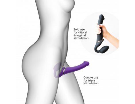 Wibrujący strap-on Strap-on-me L fioletowy USB silikonowy - 6