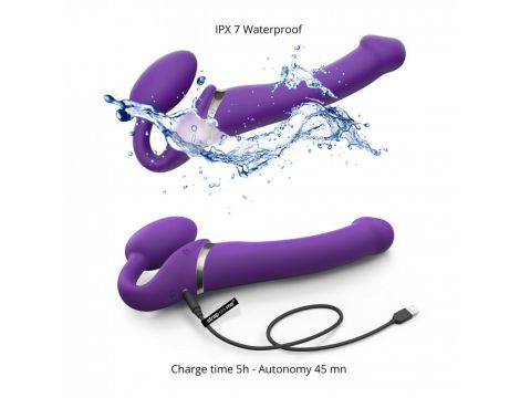 Wibrujący strap-on Strap-on-me L fioletowy USB silikonowy - 7