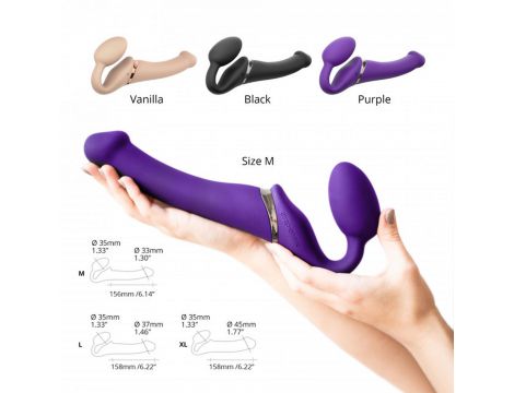 Wibrujący strap-on Strap-on-me L fioletowy USB silikonowy - 8