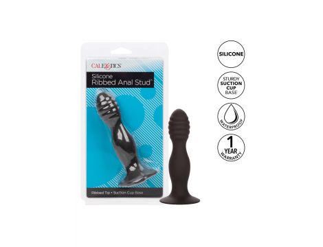 Korek analny silikonowy żebrowany Calexotics czarny - 5